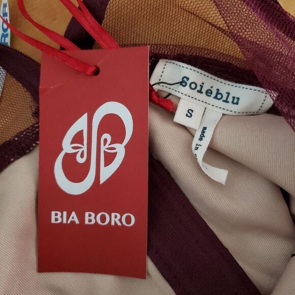 Soieblu Small NWT Wine Red Lace Sheer Long Sleeve Bodycon Dress Scalloped Hem - Picture 8 of 16